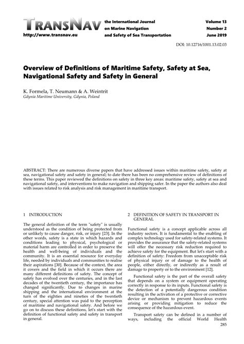 Overview of Definitions of Maritime Safety, Safety at Sea, Navigational ... - raincitystudios.com