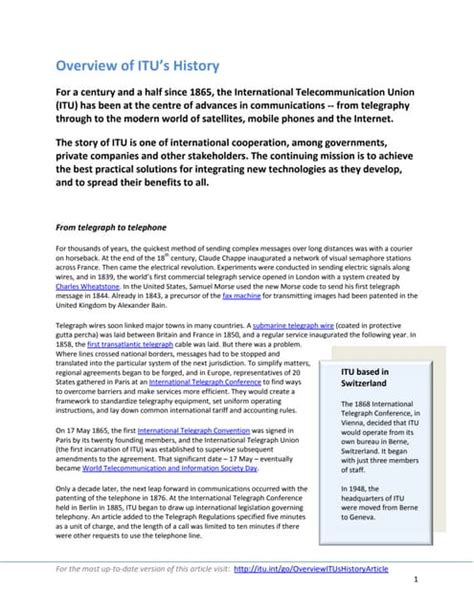 Overview of ITU's History (1) - wintechmobiles.com