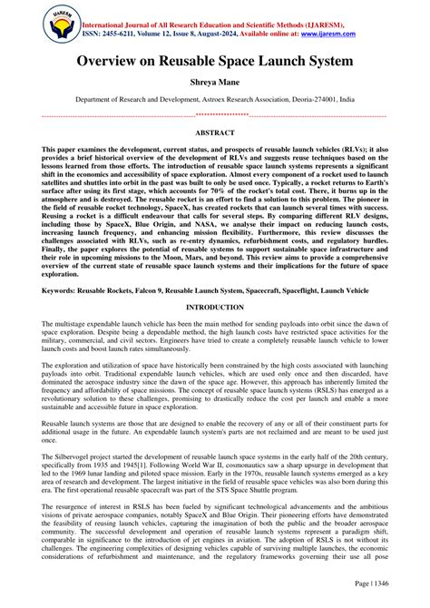 Overview of reusable space systems with a look to technology aspects - muktibox.com