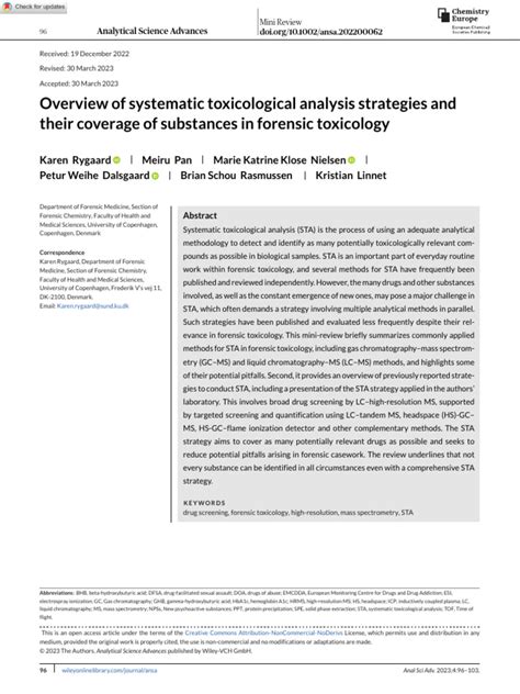 Overview of systematic toxicological analysis strategies and their ... - wintechmobiles.com