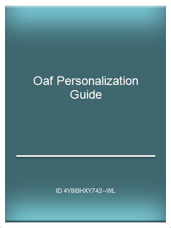 Oaf personalization guide 11 5 10. - Word into silence a manual for christian meditation.