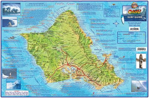 Download Oahu Hawaii Surf Guide Surfing Map Franko Maps Laminated Poster By Franko Maps Ltd
