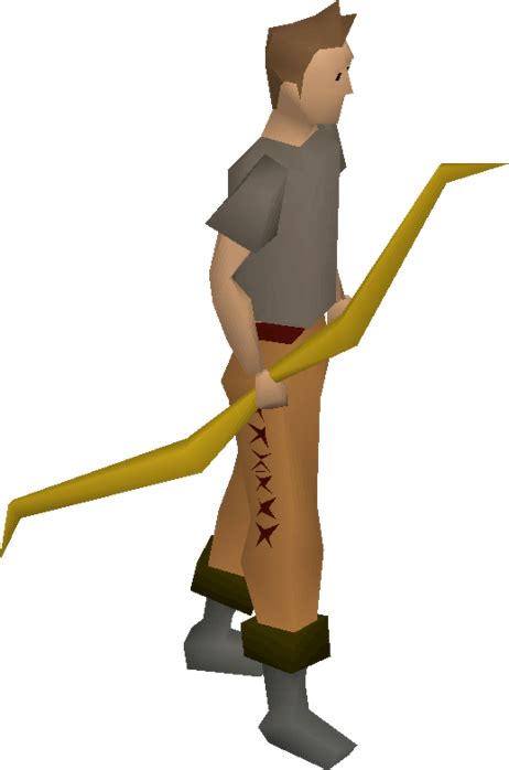 The basic longbow is a bow made from regular logs. It can be equipped at any Ranged level and can fire arrows up to iron. It has a longer range than its shortbow counterpart, but fires at a slower speed . A longbow can be made at level 10 Fletching by using a knife on some logs to create a longbow (u), granting 10 experience, and then using a ....