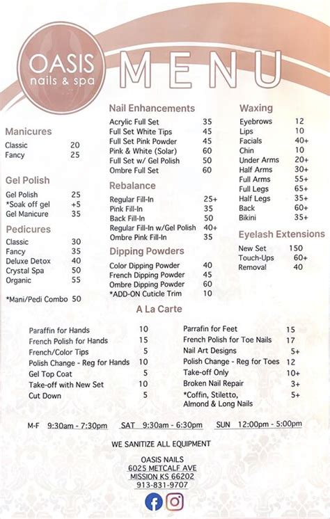 Oasis Nails Prices