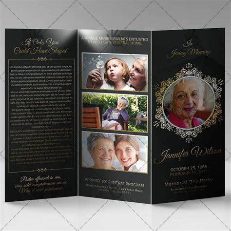 Obituary Program Premium TriFold Brochure PSD Template Brochure