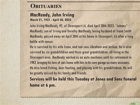 Obituary Template: Obituary Program Example 48% OFF