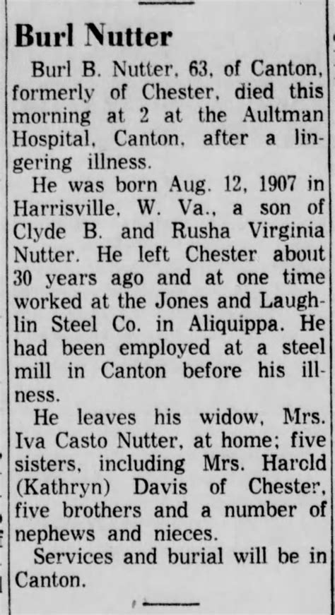 Obituary for Burl Nutter