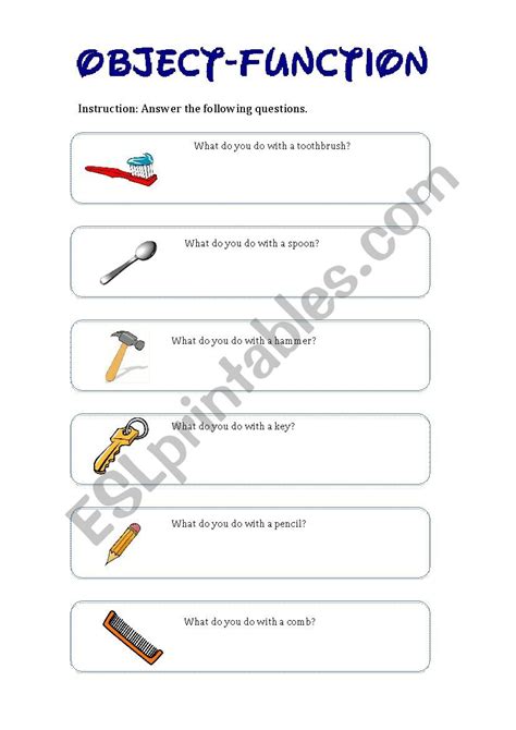 ObjectFunction ESL worksheet by JoannaLouA