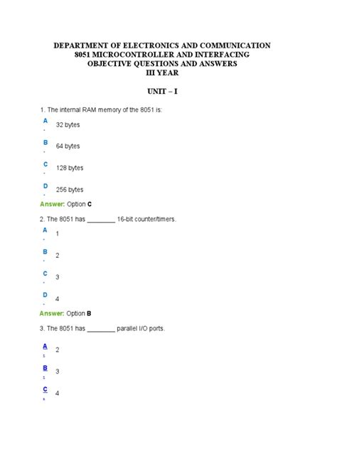 Objective Questions On Pic Microcontroller