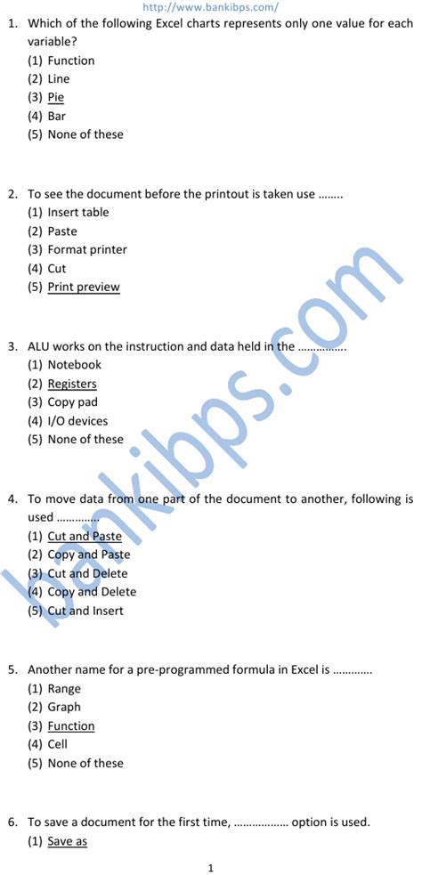Objective Type Questions For Computer Application