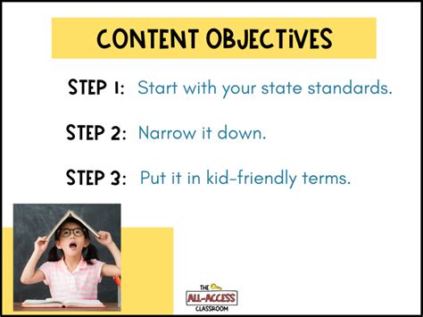 Content objectives provide students with a list of things they will learn by the end of a lesson. These objectives usually involve facts, places, dates, events or other items that can be put into a list or remembered for a test. Content objectives do not deal with levels of understanding, how systems work together or other critical, higher ...