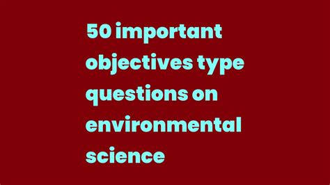 Objectives Question Answers For Environmental Science In