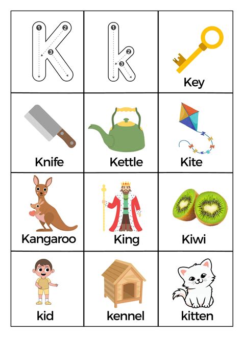 Objects Starting With Alphabet K English Worksheets Alphabet Word