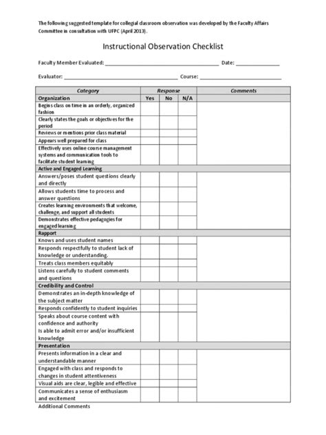 Observation Checklist Template 2 Free Templates In Pdf Word Excel Vrogue