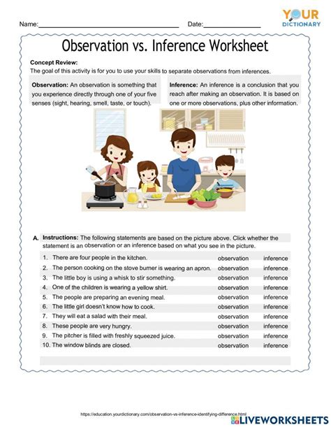 Observation vs Inference worksheet Live Worksheets Worksheets Library