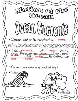 Ocean Currents Color and Fill in the Blank Anchor Chart/ Doodle Notes