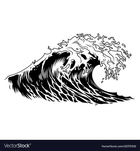 Ocean Wave Drawing Black And White