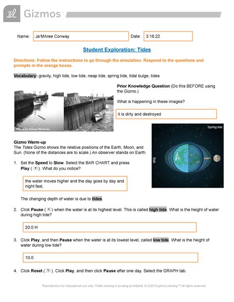 Ocean Tides. Develop an understanding of ocean tides by comparing the depth of water near a dock to the positions of the Moon, Sun, and Earth. Determine the influence of the ….