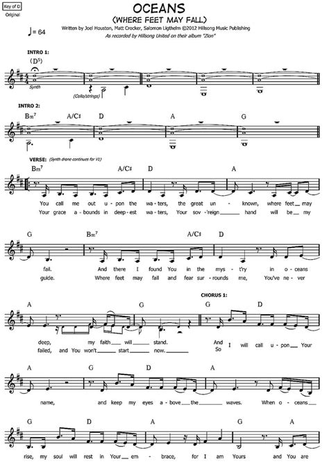 Oceans (Where Feet May Fail) Hillsong United Zion Sheet music