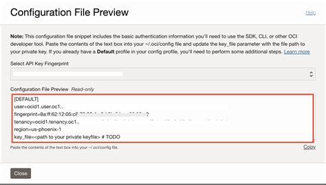Oci config file.  Users are advised to keep changing the Password at frequent inter...