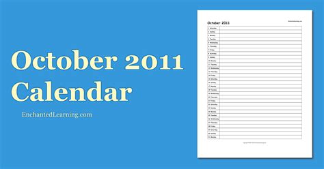 October 2011 Scheduling Calendar Enchanted Learning