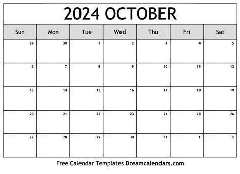 October 2024 Calendar Printable Templates with Holidays