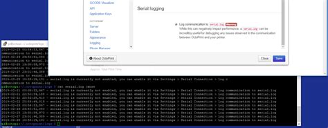Octoprint disable serial log.  Today the issue appeared and persists.  I also ran s...