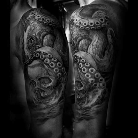 Octopus and skull half sleeve by Create Octopus