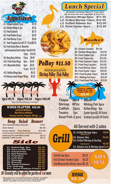 Od seafood menu. Rate your experience! $$ • Seafood, American. Hours: 11 AM - 11 PM. 827 Peterson Ave S, Douglas. (912) 320-4283. 