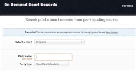On Demand Court Records. Pay Online; Pricing; Login; Sign Up; Ne