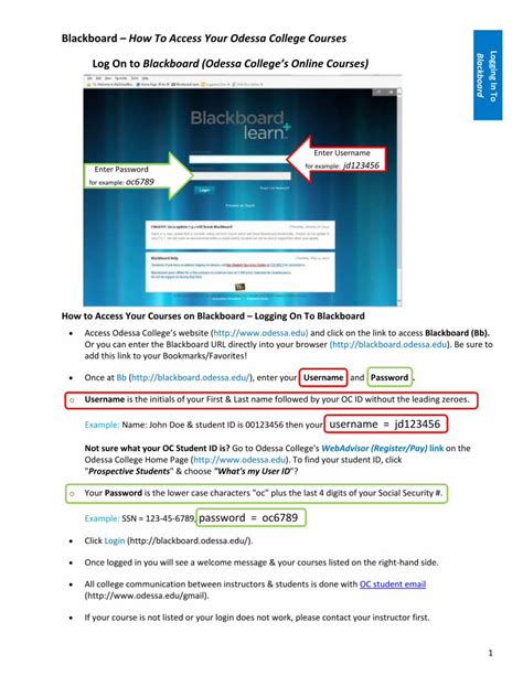 Odessa Edu Blackboard Portal Log In Pages