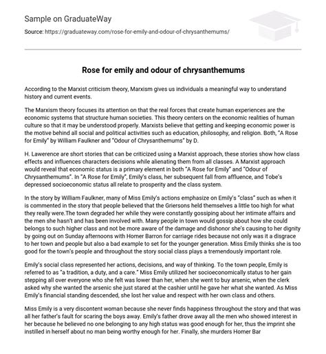 Odour Of Chrysanthemums Critical Analysis ipl.org