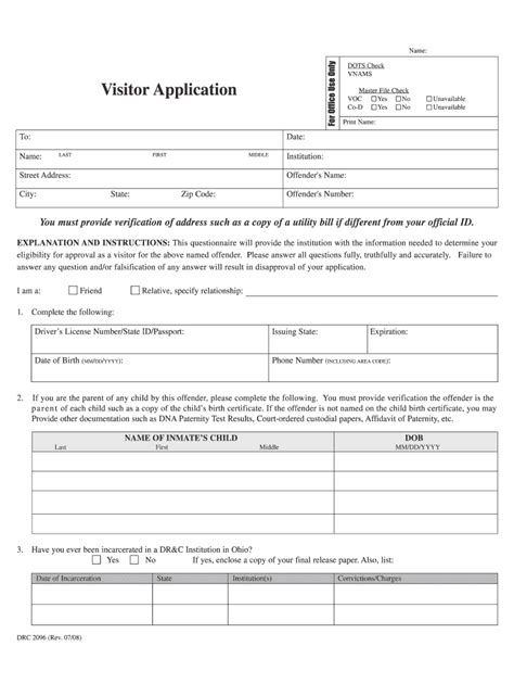 Odrc visitation form.  Legal use of the Ohio Inmate Visiting Application T...