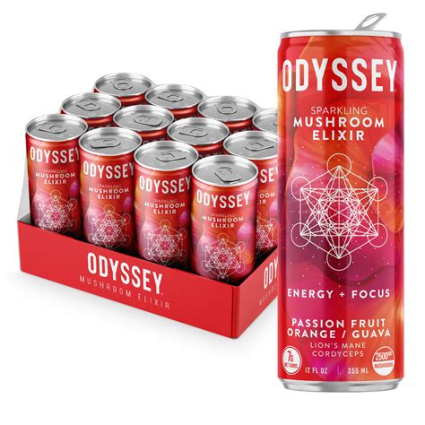 Odyssey drink. Based on what customers bought. $41.99. Odyssey Elixir Energy and Focus Sparkling Mushroom Drink, 222mg Strawberry Watermelon Flavor 12 Fl oz (Pack of 12) 3+ day shipping. $41.99. Odyssey Elixir Hydration and Focus Sparkling Mushroom Drink, Revive Prickly Pear Flavor 12 Fl oz (Pack of 12) 3+ day shipping. $41.99. 