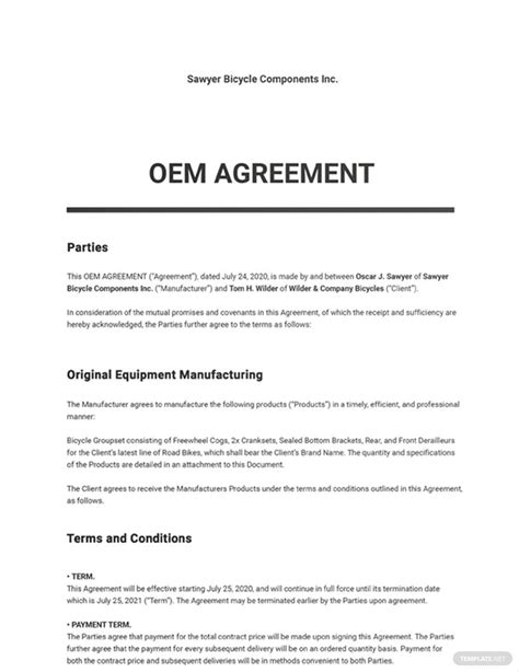 Oem Agreement Template Google Docs Word Template Net