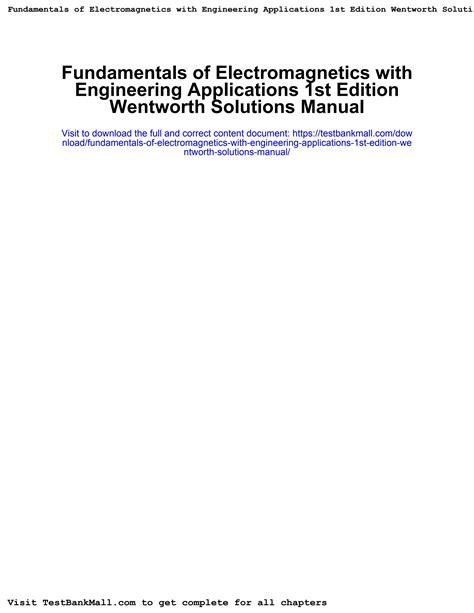 Of Applications Electromagnetics Fundamentals Engineering Solutions With
