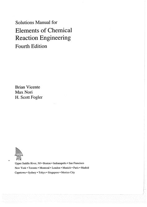 Of Engineering Solutions Ed Elements Chemical Manual Reaction 4th For