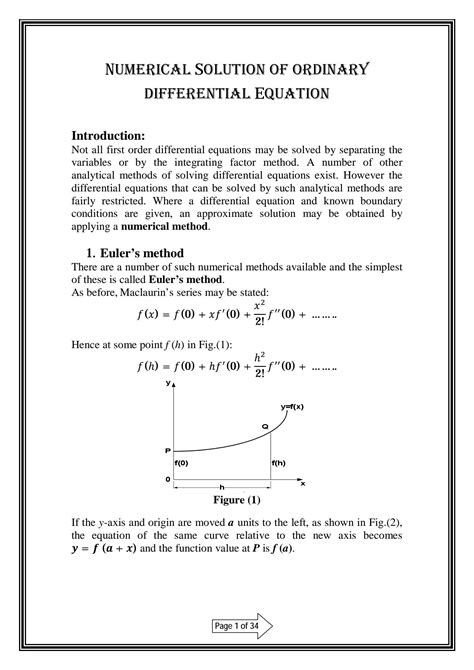 Of Equation Differential Ordinary Solution Numerical