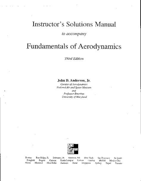 Of Fundamentals Aerodynamics Manual Solution