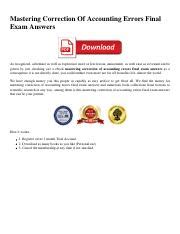 Of Mastering Final Errors Accounting Exam Correction Answers