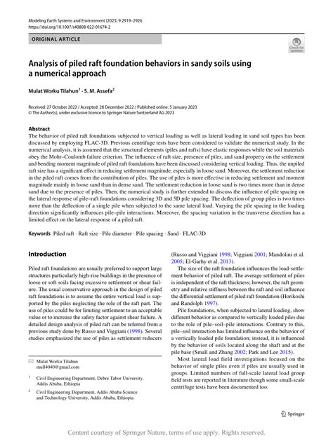 Of Raft Ijotr Foundation Analysis Piled Numerical Using