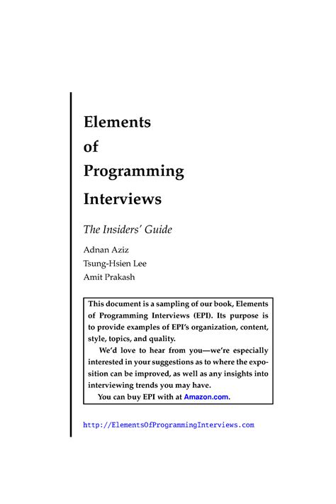 Of The Insiders Programming Elements Interviews