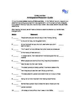 Of mice and men anticipation reaction guide. - Reach for the top the musician s guide to health wealth and success.