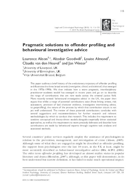 Offender Profiling Behavioural Investigative Advice Free
