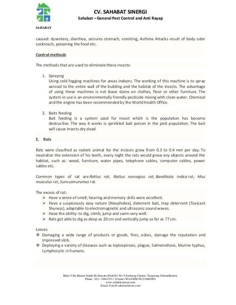 Offering Proposal of Pest Control