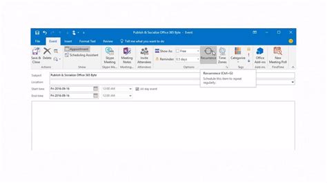 Office 365 Bytes Create a Recurring Event in Outlook YouTube