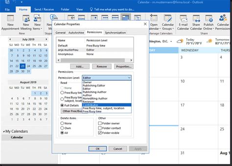 Office 365 Calendar Permissions
