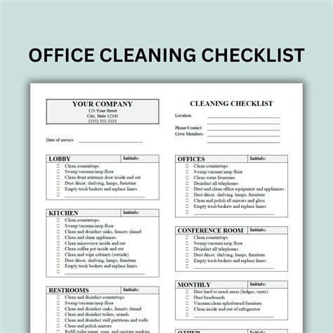 Office Cleaning Checklist Printable