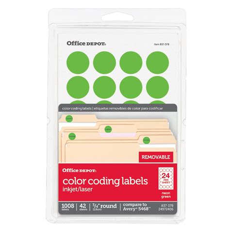 Office Depot Removable Round ColorCoding Labels, 3/4in. Diameter