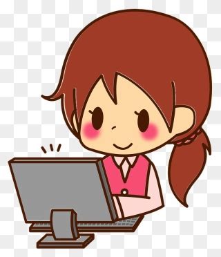 Office Lady Desk Work Clipart パソコン オフィス イラスト フリー Png Download Pinclipart
